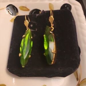 Gorgeous emerald faceted glass Earrings - Women Jewelry